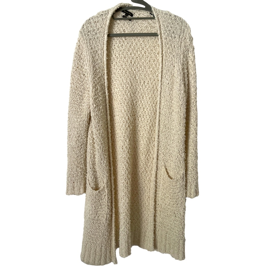 Massimo Dutti Open Knit Long Cardigan Beige Made In Italy S